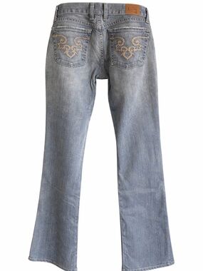 Lucky Brand Sweet Boot Jeans Women’s 4/27 Medium Wash Embroidered Pockets USA